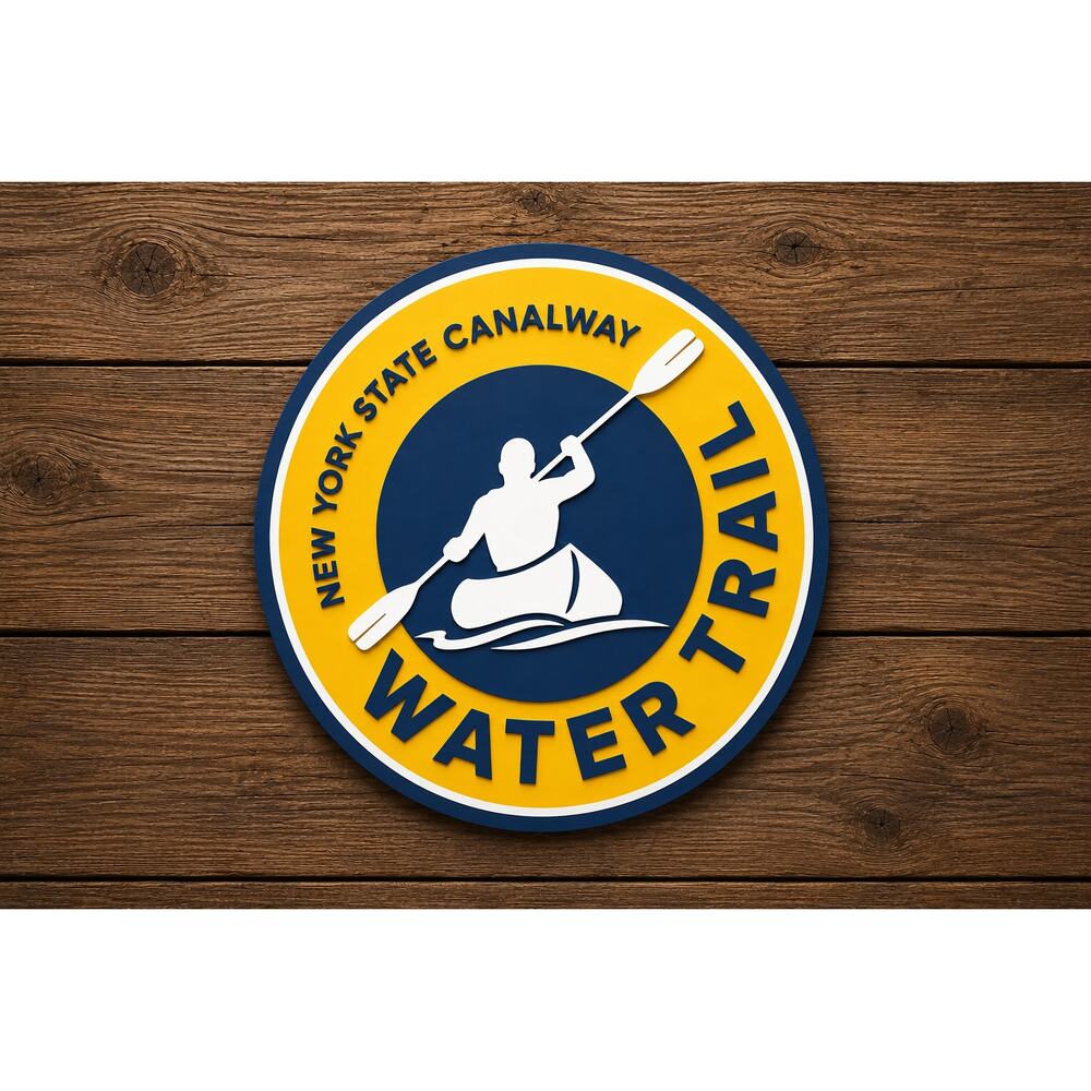 New York State Canalway Water Trail Sign Kayak Canoe Boat Fish Swim Canal